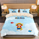 Jaapani anime Luffy Tekk Tekikott Padjap&uuml;&uuml;r 3D Prinditud O-ONE PIECE Voodipesu Komplekt Tekikate Lastele ja Poistele Teismelistele AU Single(140*210cm)3pcs