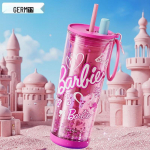 Germ Barbie Roosa T&auml;ht Isoleeritud Kahe Joogiga K&otilde;rrega Kruus, 500ml