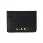 Gucci kuldne toon Aksessuaar K&auml;sitsi kirjutatud logo detail Nahast kaardihoidja Naiste kaardihoidja Must 773428-0OP0N-1000 Gift Set(Basic Set+Box+Shopping Bag)