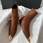 Naiste saapad Luksuslikud Terava ninaga Balleriinad Suede Kingad Naisele Elegantne Talvine Chelsea L&uuml;hikesed Saapad Uus Kleit Mujer Botas 35