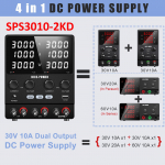 Kahekordne laboratoorne toiteplokk NICE-POWER 30V 10A 4-&uuml;hes Laboratoorne toiteplokk S&otilde;ltumatu kahekordne v&auml;ljund seeria- ja paralleel&uuml;henduses SPS3010-2KD Sisend AC220V