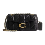 Coach Tabby 20 Triibuline Tepitud Magnetiline Sulgur Logoga Klapp Nahast Padi Koti Crossbody &Otilde;lakott V&auml;ikesed Naiste kotid Must CP149-B4BK Basic Set (Bag+Dust Bag)