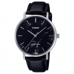 CASIO Veekindel Igap&auml;evaseks Kasutamiseks Kvartsmehhanism Nahkrihmaga K&auml;ekell Meeste Kellad Must T&auml;hik MTP-VT01LM-1A Black Dial