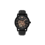 EMPORIO ARMANI LUIGI K&auml;ekell Mehaaniline mehhanism Ehtne nahkrihm Must sihverplaat Meeste AR60012 Black Dial