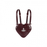 Vivienne Westwood Ella Saturni Logoga Eemaldatava Keti-Rihmaga Krokodillimustriga Nahast S&uuml;damekujuline Seljakott Mini Naiste seljakott 43030072UL0039PFBURGUNDY Shopping Bag Set(Basic Set+Shopping Bag)