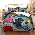 Peen 3D m&auml;ng A-Amongs Us Tapeet Anime Digitr&uuml;kk Voodipesukomplekt Tekikate Tekk Voodi Noortele Lastele T&uuml;drukute Poiste Kingitus 100x135cm gray