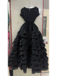 Elegantne Prantsuse Ruffle Patchwork Plisseeritud Koogikleit V&ouml;&ouml;ga XL must