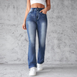 Naiste mood Denim vabaaja k&otilde;rge v&ouml;&ouml;kohaga p&uuml;ksid ja Capris vabaaja p&uuml;ksid S