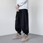 Jaapani t&auml;navamood Meeste &uuml;hev&auml;rvilised tasku ja n&ouml;&ouml;riga dressip&uuml;ksid Vabaaja Hip Hop sirged p&uuml;ksid Retro laia s&auml;&auml;rega cargo p&uuml;ksid M gray