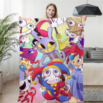 H&auml;mmastav Digitaalne Tsirkus Anime Fliisitekk &Uuml;lipehme Multifunktsionaalne Tekk Diivanile Reisimiseks Voodikate Kodu Dekoor 150x200cm
