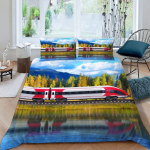 3D prindiga rong ja raudtee teemaline voodipesukomplekt Pehme tekikate 1/2 tk padjap&uuml;&uuml;riga Lastele T&auml;iskasvanutele Mikrokiud Tekikate 135x200cm