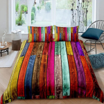 Puidust lautukse ukse tekikoti komplekt L&auml;&auml;ne stiilis King Size Maamees voodipesukomplekt Puidust tahvel Talu Country stiilis Pol&uuml;ester tekkikate EU single(135x200cm)