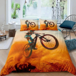 Poiste Jalgratturite Tekikate M&auml;giratta Mustriga Voodipesukomplekt Lastele T&uuml;drukutele &Auml;&auml;rmusspordi Teemaline Tekikate Padjap&uuml;&uuml;ridega 90&times;200cm&Duvet Cover