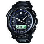 Casio 100M Veekindel Kvartsmehhanism Titaanist Metallrihmaga K&auml;ekell Meeste Kellad Must PRW-5100YT-1 Black Dial gray