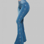 Moodsad K&uuml;lgedel Neetidega Pandla Kaunistusega Laienevad Teksap&uuml;ksid Naistele Laia S&auml;&auml;rega P&uuml;ksid K&otilde;rge V&ouml;&ouml;koht Denim P&uuml;ksid Igap&auml;evane Vabaaja Stiilne Streetwear S