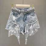 Suvised Elegantsed L&uuml;hikesed P&uuml;ksid Daami Tutt P&auml;rlitikand K&otilde;rge V&ouml;&ouml;koht Lai Jalg Denim L&uuml;hikesed P&uuml;ksid Naiste Vabaaja &Uuml;hev&auml;rvilised L&uuml;hikesed P&uuml;ksid Jeans Naistele R&otilde;ivad XS sinine