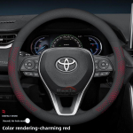 Nahast auto roolikatte Toyota CHR Yaris cross Corolla Camry Rav4 Highlander Sienna Aygo X 2025 2026 jaoks Tarvikud Round Red