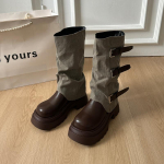 Talvine mood platvormkingad Naiste r&uuml;&uuml;tlisaapad Moodne pandlaga v&ouml;&ouml; Slip-on kingad Daamide elegantsed poolk&otilde;rged saapad 35 pruun
