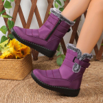 Veekindlad talvesaapad naistele 2025 Faux Fur Naiste pikad pl&uuml;&uuml;ssaapad Naiste soojad puuvillased lumesaapad naistele zapatillas mujer 36 lilla
