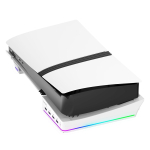 PS5 Slim Hostile Horisontaalne jahutusalus, kaasaskantav kombineeritud hoiualus RGB v&auml;rviliste tuledega Only Stand Base valge