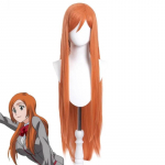 Anime Bleach Inoue Orihime Cosplay Kost&uuml;&uuml;m Juuksed Super Pikad Oranžid Koomiksi Parukad Kuumakindlad S&uuml;nteetilised Juuksed Parukad (as the picture,Orange-)