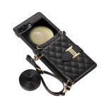 Ristkeha Kaardipesa Rahakott Nahast &Uuml;mbris Samsung Galaxy Z Flip 8 7 FE 6 5 4 3 Flip6 5G jaoks Pael Teemantreljeefiga Rihm Kate Galaxy Z Flip 8&Case & Strap