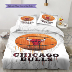 Chicago Bulls Mustriga Voodipesukomplekt Tekikate Padjap&uuml;&uuml;r Kodu Dekoor Kingitus (1 * tekikott + 2 * padjap&uuml;&uuml;ri, ilma s&uuml;damikuta) 135x200cm