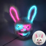 Hirmutav LED-valgustusega J&auml;nese Mask Pehme M&otilde;rvar-j&auml;nes Helendav verine Mask Halloweeni Karnivali Cosplay jaoks Helendab pimedas Peo blue