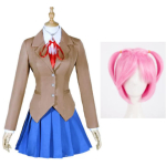 M&auml;ng Doki Literature Club Natsuki Cosplay Sayori Yuri Monika Cosplay Kost&uuml;&uuml;m Parukas Komplekt Koolivorm T&uuml;druk Naiste Kost&uuml;&uuml;mid XS roosa