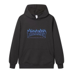 W02-5 Unisex Thrasher Leegitr&uuml;kiga Huppar Meeste Vabaaja L&otilde;tv Pikkade Varrukatega Kapuutsiga Dressipluus Streetwear Pullover XS must