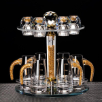 Elegantne Kristallklaasist Shot-klaaside ja Dekanteerija Komplekt Gradueeritud T&auml;histega Kodu Viski Baijiu v&otilde;i Muude Jookide Serveerimiseks Crystal Tumbler x6, Gold Rim Decanter x6, Rack