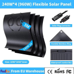 480W painduv p&auml;ikesepaneel IP67 veekindel 17,55% efektiivsus 12V/24V aku laadimine 240W*4-