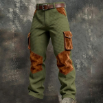 Meeste Vabaaja Retro Mitmetaskulised Cargo P&uuml;ksid Ja Meeste V&auml;rviplokiga P&uuml;ksid M brown