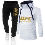 Meeste Naiste Kapuutsiga Dressipluusi Komplekt Pikkade Varrukatega Fliisvoodriga Vabaaja Spordidress S&uuml;gis MMA UFC Treening XXXXL valge