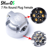 12V 7-pin &uuml;mmargune pistikupesa, emane, metallist, haagise pistikupesa adapter, veekindel haagise pukseerimiskonksu pistik haagisele gray