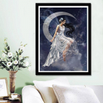 HUACAN 5D DIY teemantmaali kuu t&uuml;druku tikandid ristpistes k&auml;sit&ouml;&ouml; kodukaunistuse seinakleebis 30*40 cm