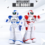 Kaugjuhtimispuldiga žestide LED-intelligentsne programmeeritav robot Interaktiivne laule ja tantsu m&auml;nguasi sinine