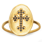 Bague Plaqu&eacute; Or 'Croix' noir dor&eacute; - 17x13 mm 52 must
