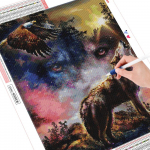 DIY teemantmaal Hunt t&auml;isruudukujuline &uuml;mmargune teemanttikandid loomakomplekt mosaiik kodukaunistus seinakunst Full Round 20X30CM