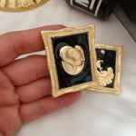 Vintage barokk-mattkuldne Picasso &otilde;limaali prossid naistele emailikunst Kvaliteetsed kuut&uuml;druku prossid, hidžaabin&otilde;elad kuld