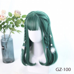 CosplayLolita keskmise pikkusega pikkade juustega rohelised &otilde;hutukid kuumakindlad armsad s&uuml;nteetilised juuksed Cosplay parukas
