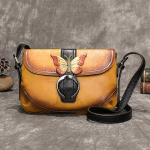 Johnature Retro esimese kihi lehmanahast naistekott K&auml;sitsi maalitud vaba aja &otilde;lakotid Hasp Small Lady Messenger Bag