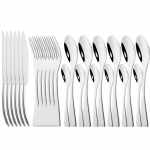 Kuldne 24 tk peegel 304 roostevabast terasest s&ouml;&ouml;gin&otilde;ud k&ouml;&ouml;gi l&auml;&auml;ne s&ouml;&ouml;giriistade komplekt praad kohv magustoit vanaaegne spetsiaalne kahvliga lauan&otilde;ud h&otilde;be