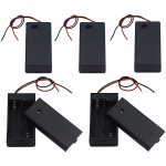 5 tk 2 AA patareihoidja &uuml;mbriskarp koos kaanega 2x 1,5 V AA patareihoidja &uuml;mbris juhtmete juhtmete ja sisse/v&auml;lja l&uuml;litiga 5PCS