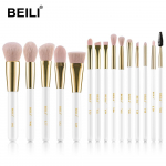BEILI Pearl White Gold Professionaalsed meigipintslid Eye Blending Eyebrow Foundation Meigipintslid Roosa Nanofiber Hair