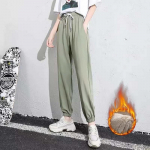 2022. aasta mood Naiste talvesoojad pikad p&uuml;ksid, fliis, paksud s&auml;&auml;rised, soliidne plusssuuruses elastne paeltega vabaaja dressip&uuml;ksid, haremip&uuml;ksid, vabaaja p&uuml;ksid M roheline