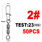 FTK 50PCS haugip&uuml;&uuml;gi tarvikud &uuml;hendustihvti laager veerev p&ouml;&ouml;rlev roostevabast terasest konksuga peibutis p&ouml;&ouml;rdvarustus 2#-45mm-23Kg