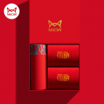 MiiOW Boxer Sokkide komplekt Orgaanilisest puuvillast Meeste Aluspesu Bokserite Retuusid Hingavad meeste Alusp&uuml;ksid Bokserp&uuml;ksid Alusp&uuml;ksid Uusaasta Punane L