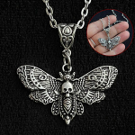 Death Moth kaelakee ripats 18-tolline kett Sugar Skull gooti liblikkalju