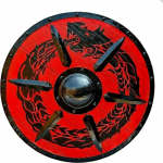 Armour Shield Ilus punane draakonikilp &uuml;mmargune puidust dekoratiivne kilp